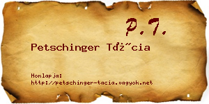 Petschinger Tácia névjegykártya